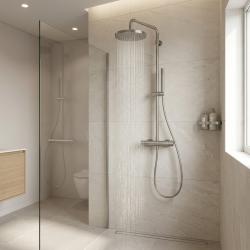 Waterevolution Flow shower combination with thermostat and rain shower full stainless steel T141TIE